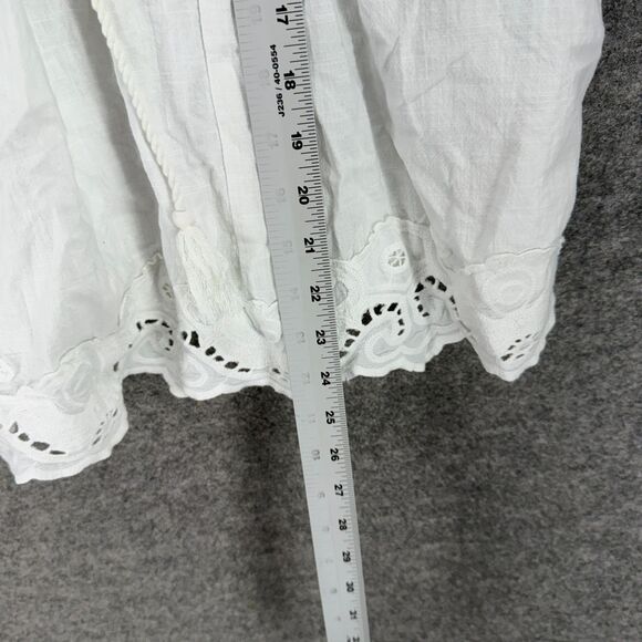 Unbranded Blouse Women 2X Plus White V-Neck Tasseled Short Sleeve Cotton Casual - Picture 4 of 6